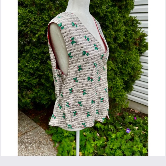 🎁🇨🇦Handcrafted reversible Xmas-music theme vest vintage,new suitable for gift - Picture 13 of 16